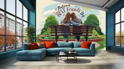 Friends Day, National Best Friends Day, National Best Friends Day Poster, Happy National Best Friends Day, International Friendship Day, Illustration, Friendship Day, Best Friends Day, Poster, Post,  Wall mural