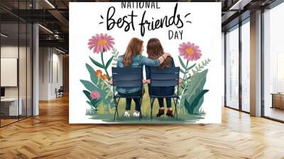 National Best Friends Day, Post, National Best Friends Day Poster, Best Friends Day, Illustration, Happy National Best Friends Day, International Friendship Day, Poster, Post, Banner, Social media    Wall mural