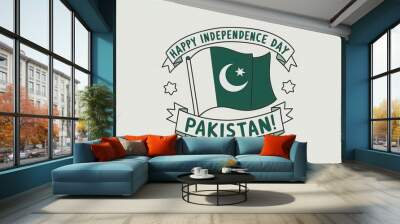 Pakistan Independence Day, white Pakistan flag, Pakistan Independence Day Poster, Banner, Poster, Happy Pakistan Independence Day, 74th independence day of Pakistan. 14th August of Independence Day 
  Wall mural