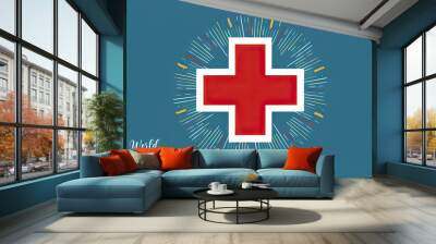 World red cross day, Post. World red cross day Poster, Red Crescent Day. banner, World Red Cross Day-8th May. social media post. card, world red cross day international, poster. vector. illustration.  Wall mural