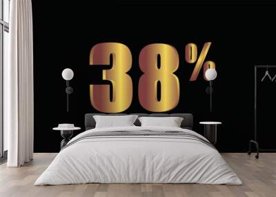 38 percent on black background, 3D gold isolated vector image Wall mural