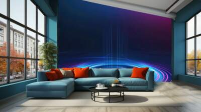 Abstract purple and navy blue futuristic background Wall mural