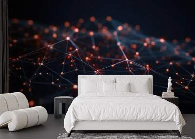 . Network connection structure with dots and lines. Futuristic background . Wall mural