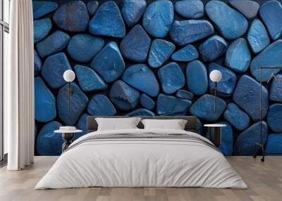 A blue stone wall with a blue background Wall mural