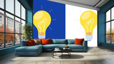 Electric light bulb. Two different backgrounds. Vector incandescent lamp pictured in isometric projection. Wall mural