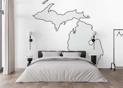 High detailed vector map. Michigan USA state Wall mural