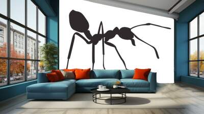 Silhouette ant on white background. Vector icon. Wall mural