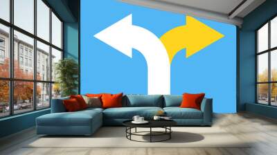 Two arrows pointing in different directions. Choice the way concept. Vector illustration. Wall mural