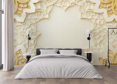 Asian islamic indian style pattern background gold lining Wall mural