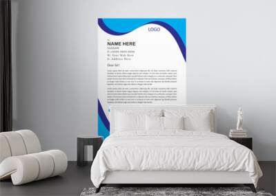 Business style letterhead template design with blue and orange color Wall mural