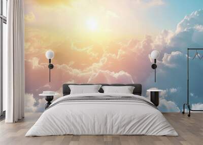 Sky Cloud Sun Light Overlays Natural Digital Background, sun rays, and clouds. Wall mural