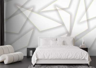 Abstract Minimal Geometric background with triangular bright light with soft shadows as pattern. White minimal line design. baseness technology and communication concept Decoration arrow design. Wall mural