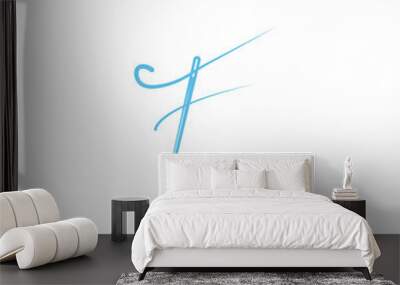 needle and thread isolated Digitizing F letter logo Wall mural