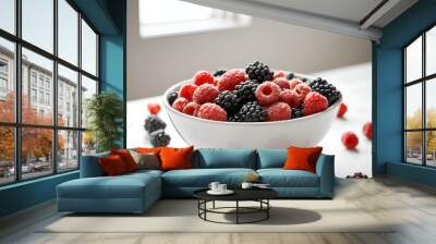 berries in a bowl, bowl of berries Wall mural