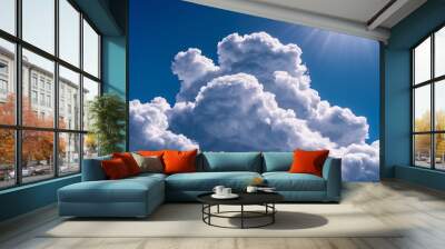 blue sky with clouds, clouds in the sky, blue sky and clouds Wall mural