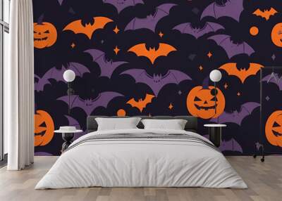 halloween seamless pattern, halloween seamless background, halloween background with pumpkins Wall mural