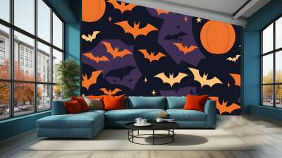 halloween seamless pattern, halloween seamless background, halloween background with pumpkins Wall mural