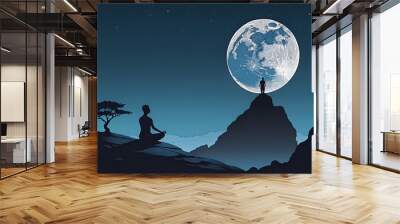 moon, silhouette of the moon Wall mural