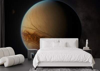 planet in space, earth in space, planet with sun Wall mural