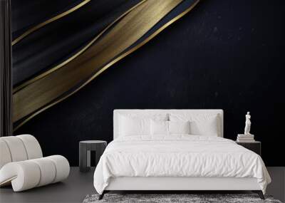 Free abstract black background with gold wave Wall mural