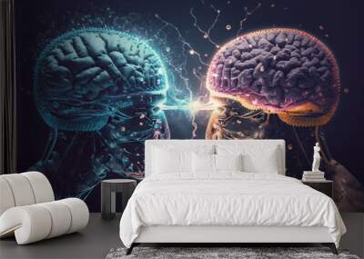 Rivalry of two minds. Eye contact. Abstract 3d illustration. generated by ai Wall mural