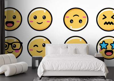 Internet cute and different emojis -  Emoticon Wall mural