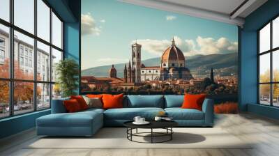 Quadratura Majesty Dark Orange and Pink Over Florence’s Hills Wall mural