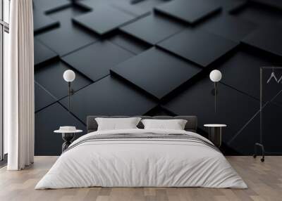 A black and white image of squares and rectangles Wall mural