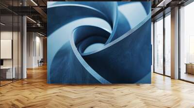 A blue spiral with a hole in the middle Wall mural