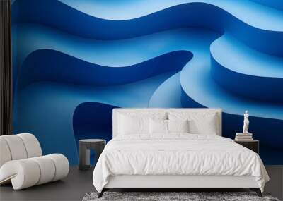 A blue wave with a blue background Wall mural