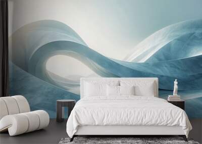 A blue wave with a white sky in the background Wall mural