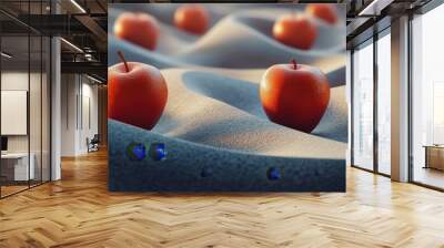 A close up of a field of apples with a blue background Wall mural