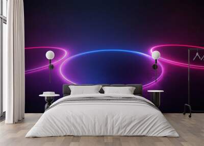 A dark background with three glowing circles of different colors Wall mural