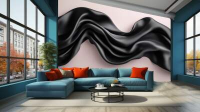 A long black fabric with a white background Wall mural