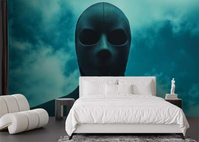 A man in a suit and tie with a mask on his face Wall mural