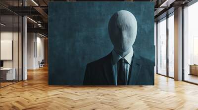 A man in a suit and tie with a mask on his face Wall mural