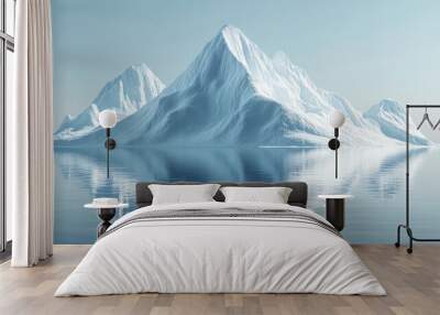 A mountain range is reflected in the water Wall mural