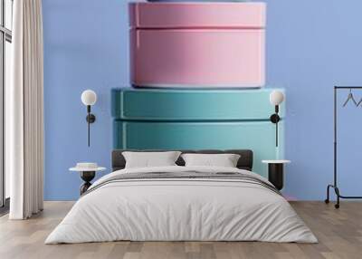 A stack of four containers, each with a different color Wall mural