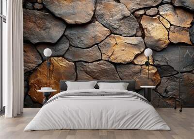 A wall made of rocks with a brownish color Wall mural