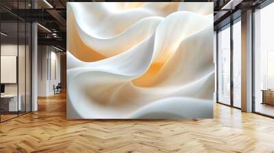 The image is a close up of a white fabric with a wave pattern Wall mural