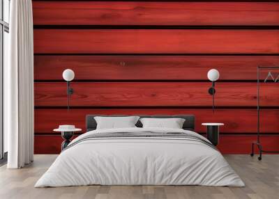 New red wood with horizontal boards - wallpaper - texture Wall mural