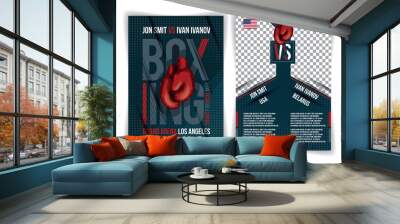 boxing vector illustration of boxing sport for real men, design for t-shirts,vintage design boxing Wall mural