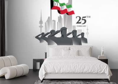 Kuwait national day vector illustration. design of the schedule for the holidays of Kuwait. 25th happy national day holiday of independence. February 26 is the day of liberation of Kuwait. Wall mural