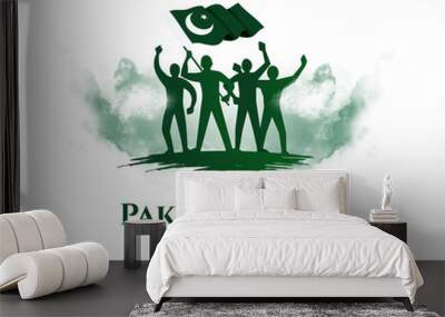 Pakistan vector illustration. Happy Pakistan Day on March 23rd. National holiday in Pakistan commemorating the Lahore Resolution passed on 23 March  Wall mural