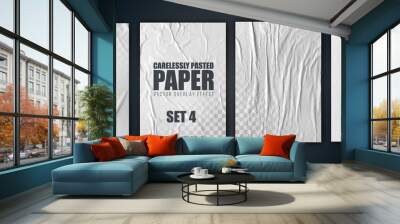 vector illustration object. badly glued white paper. crumpled poster. set4 Wall mural