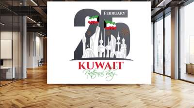 vector illustration. design of the schedule for the holidays of Kuwait. The 25th day is the national holiday, the day of independence. February 26 is the day of liberation of Kuwait vector Wall mural