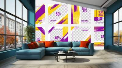 vector illustration. square fast advertising on social media networks. post and story decoration design, graphic stylish elements with photo frames Wall mural