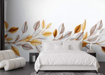 Light brown and gold leaf frame background wallpaper with copy space Wall mural