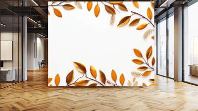 Light brown and gold leaf frame background wallpaper with copy space Wall mural