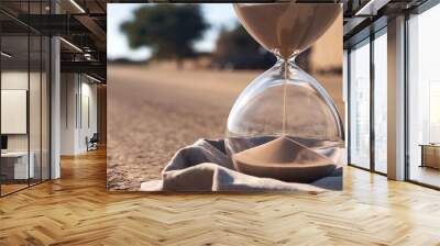 Close-up View of a Large Hourglass on a Road Wall mural